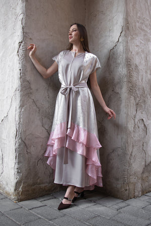 Luxury pastel pink cape set in sheer organza by KUNST