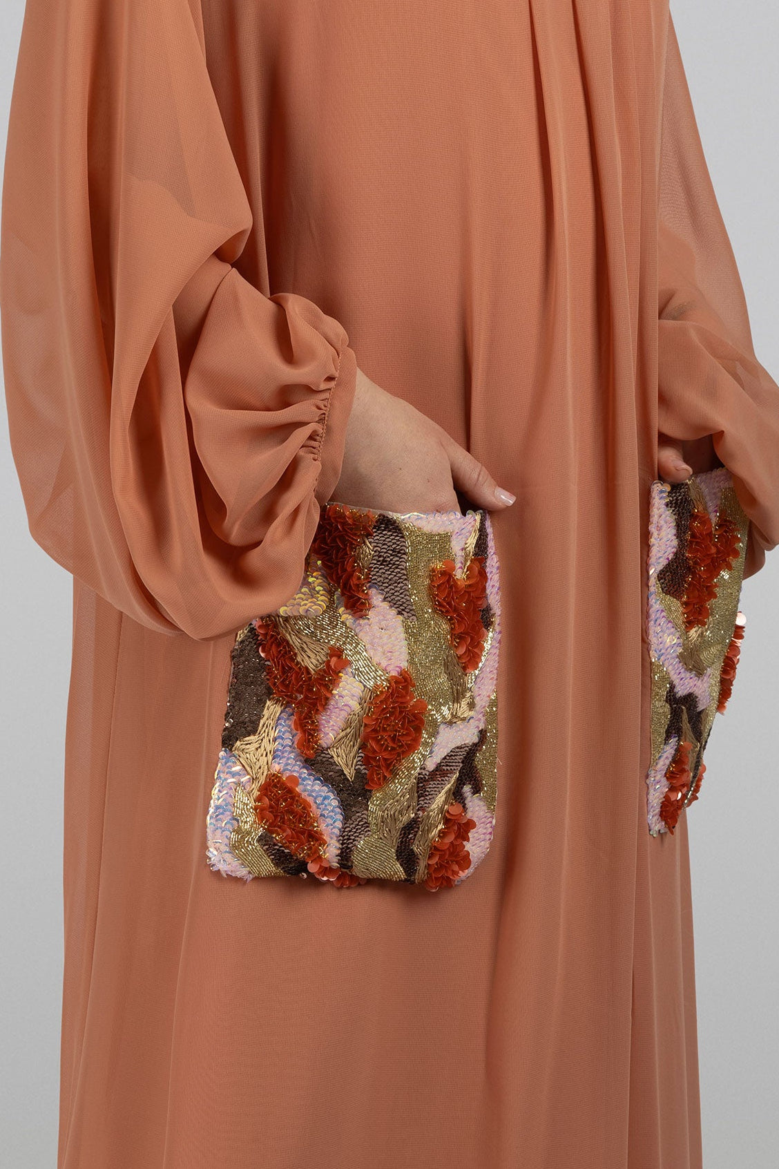 Zinnia high-low chiffon dress bohemian sleeves KUNST