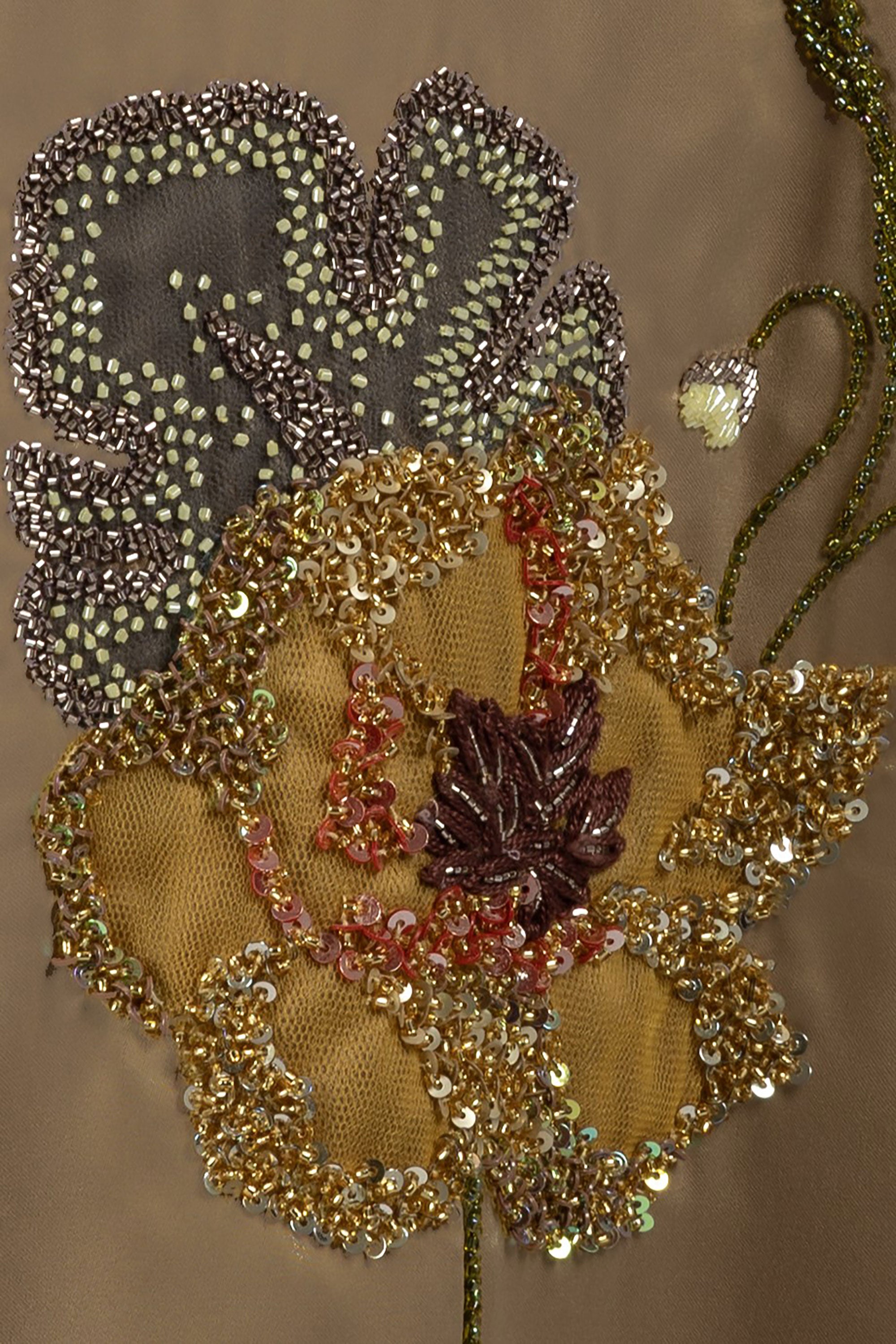 close up of KUNST Carnation dress elegant evening wear
